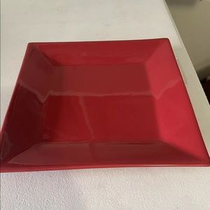 COOKS JCPENNEY HOME Collection Square DINNER PLATE 10"x10"x1" HEAVY RED